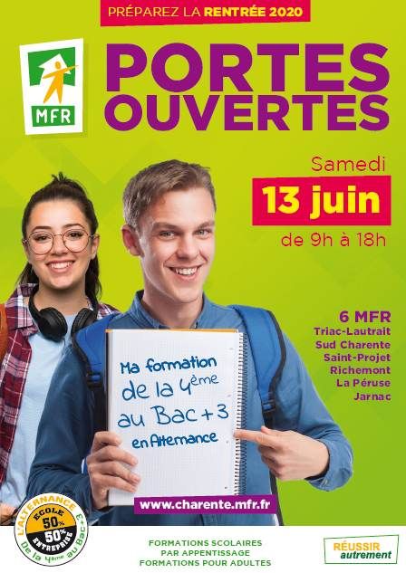 PORTES OUVERTES MFR CHARENTE SAMEDI 13 JUIN 2020