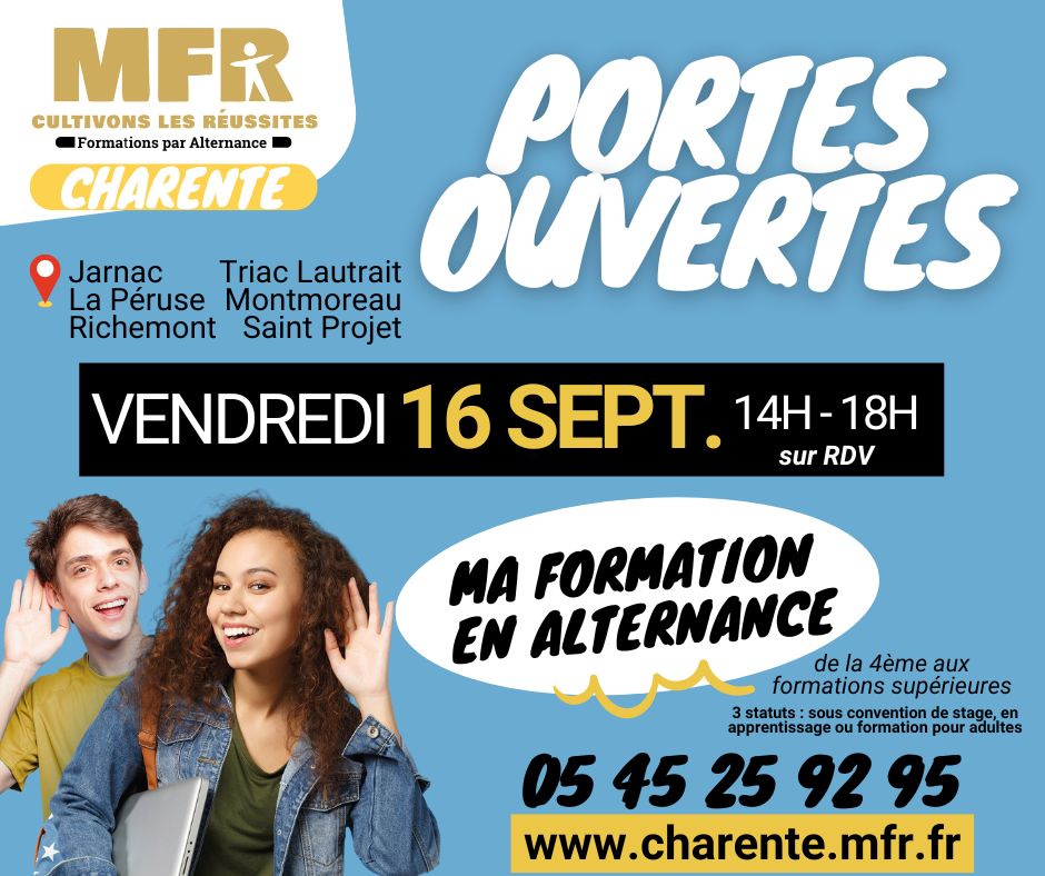 Portes Ouvertes Vendredi 16 septembre 2022 de 14h à 18h